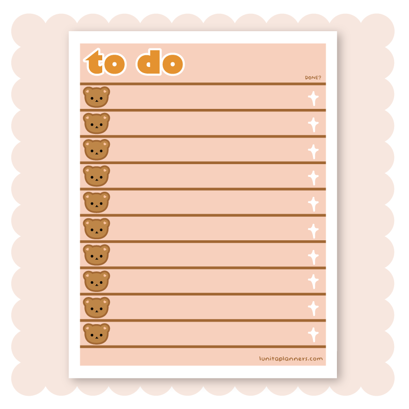 Bear To Do Notepad