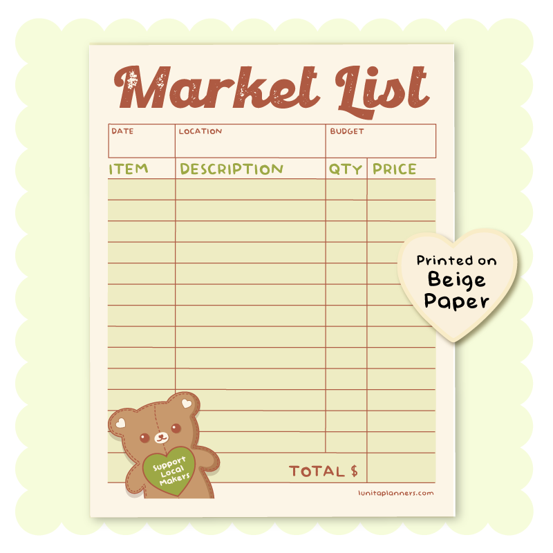 Market List Notepad (Green)