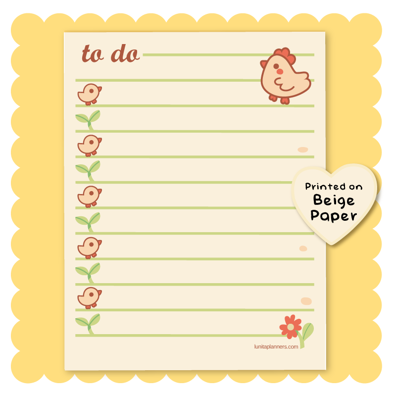 Little Chicks To Do Notepad (Beige)