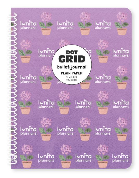 Purple Flowers - Dot Grid (Bullet) Journal