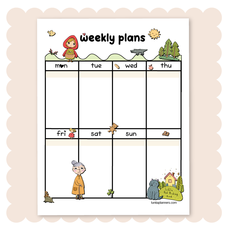 Little Red Riding Hood Weekly Notepad