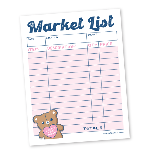 Market List Notepad (Pink)