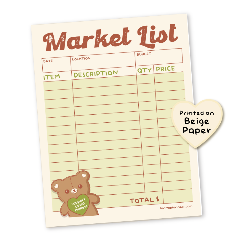 Market List Notepad (Green)