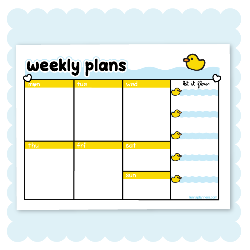 Planner Rabber Rubber Ducky Weekly Planner – Lunita Planners