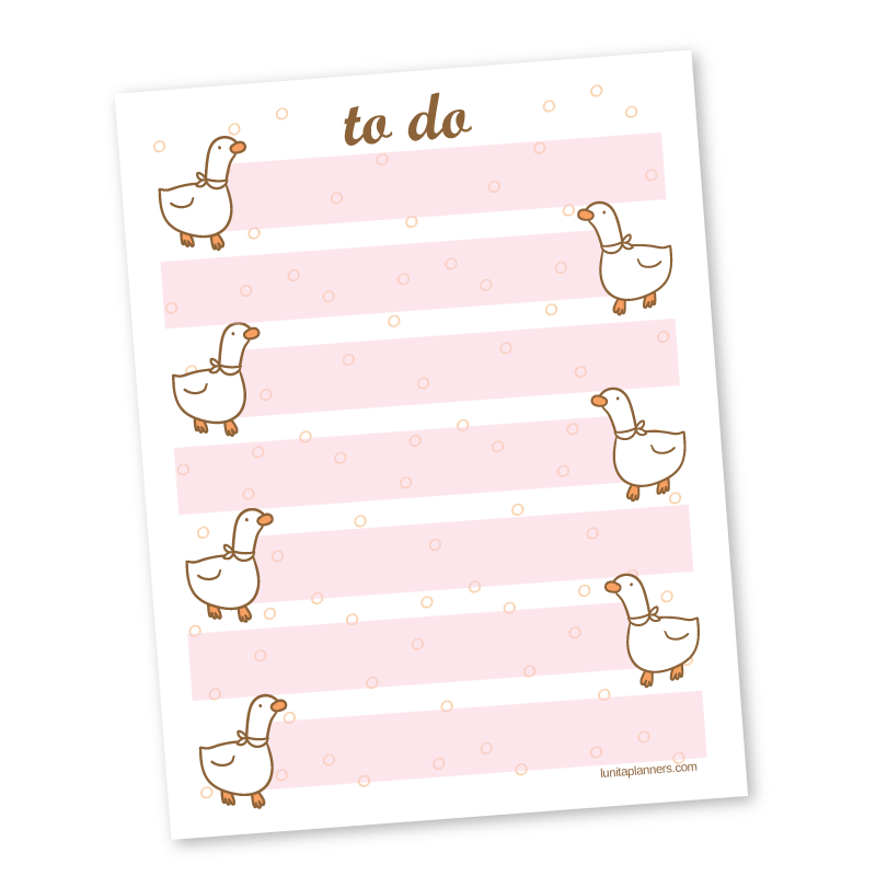 White Ducks To Do Notepad