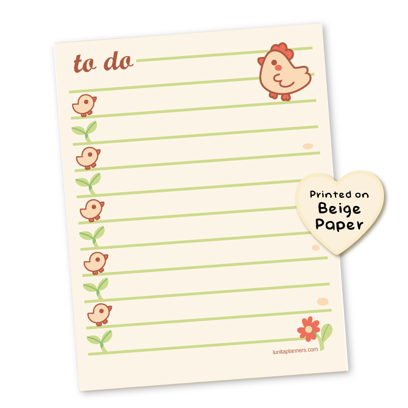 Little Chicks To Do Notepad (Beige)