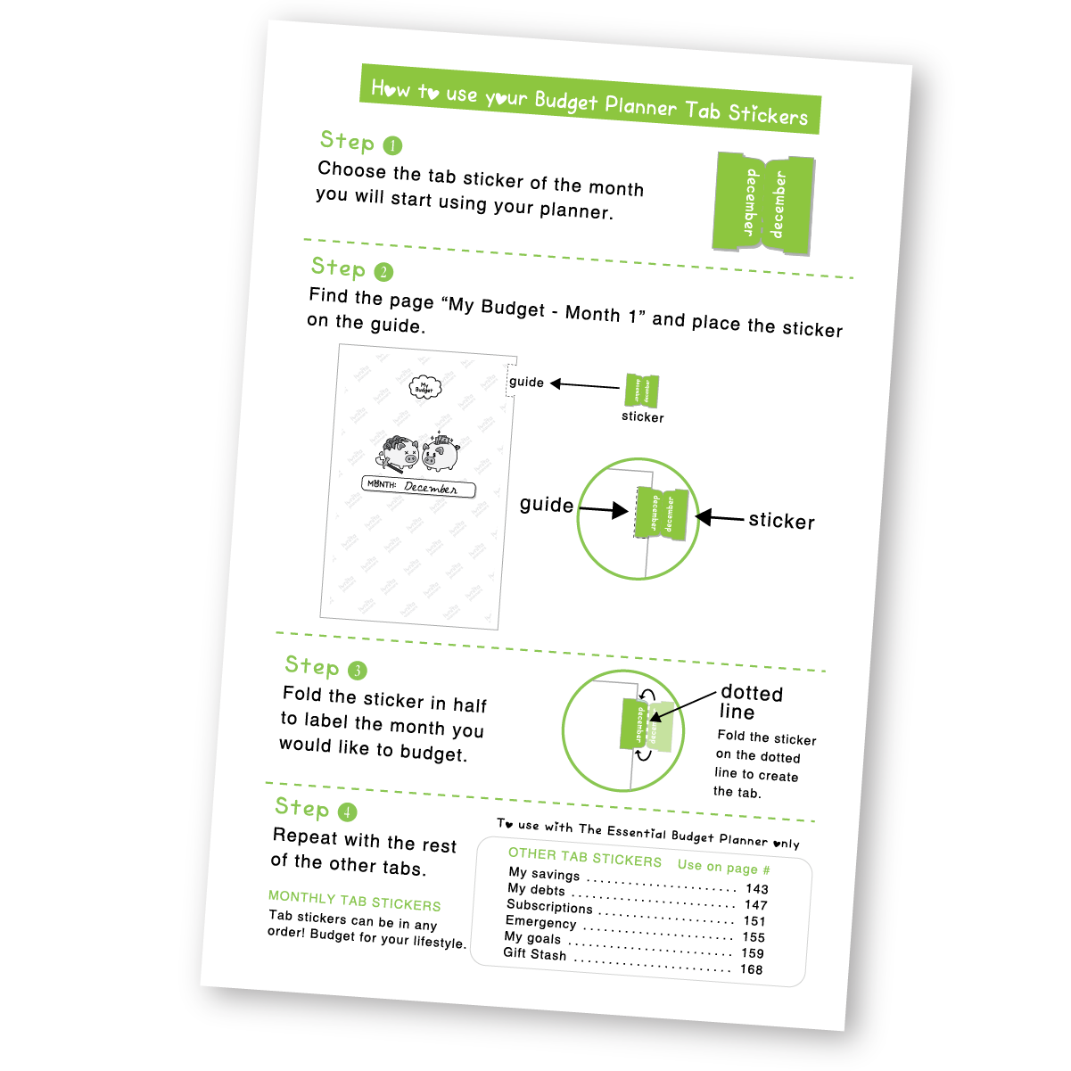 Planner Tabs Sticker Sheet (Budget)