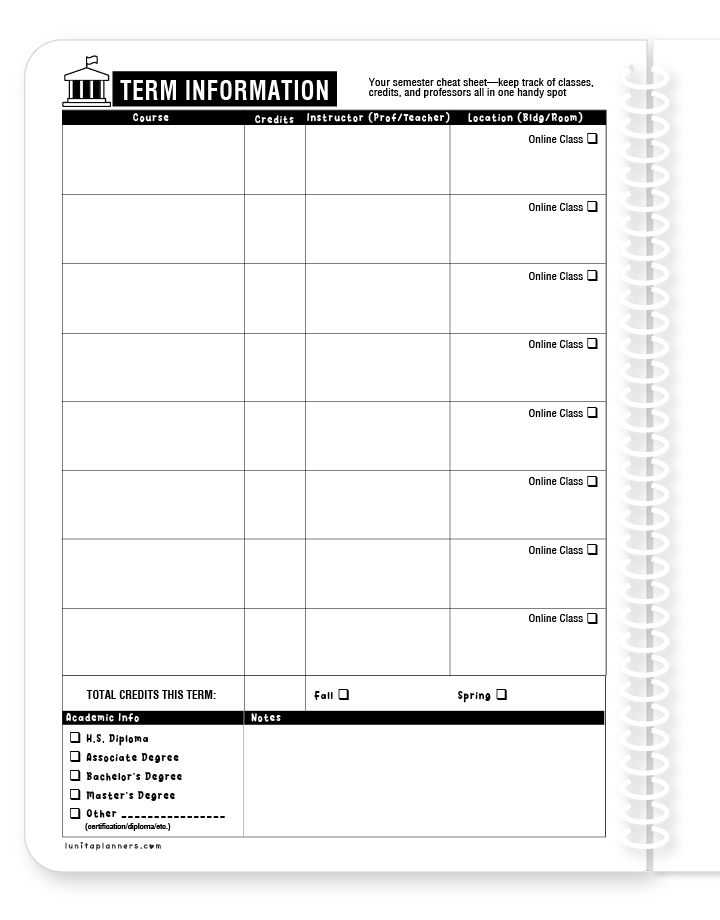 White Student Planner (H.S. / College Edition)