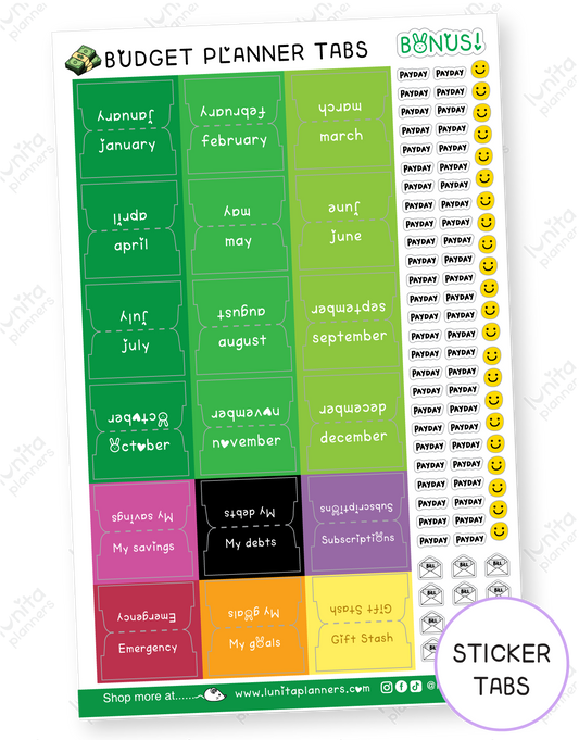 Budget Tabs - Sticker Sheet