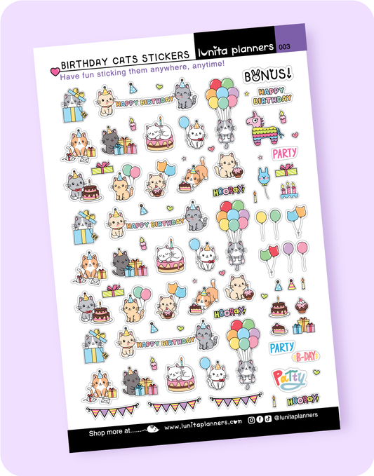 Birthday Kittens Sticker Sheet